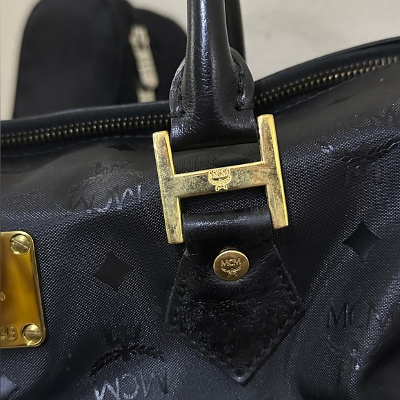 MCM Black Boston Monogram Nylon Handbag - Picture 8 of 16